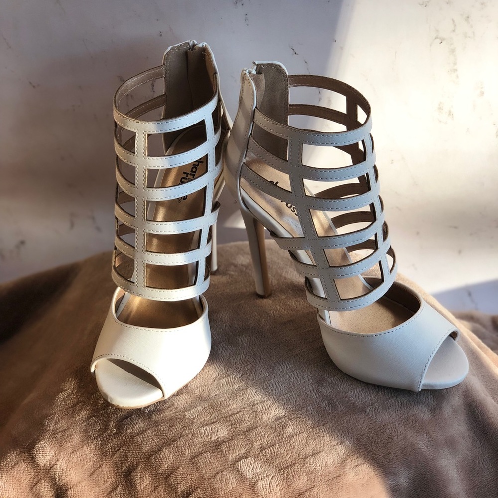 Charlotte Russe White Caged Heel